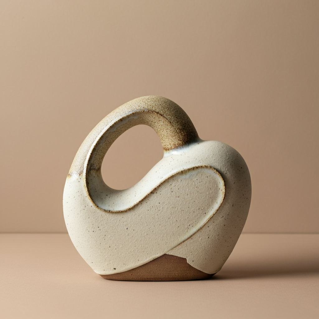 An abstract sculpture with swooping forms evocative of a swan.